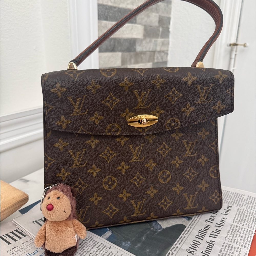 Auth Louis Vuitton Vintage Kelly Malesherbes Monogram Top Handle Bag